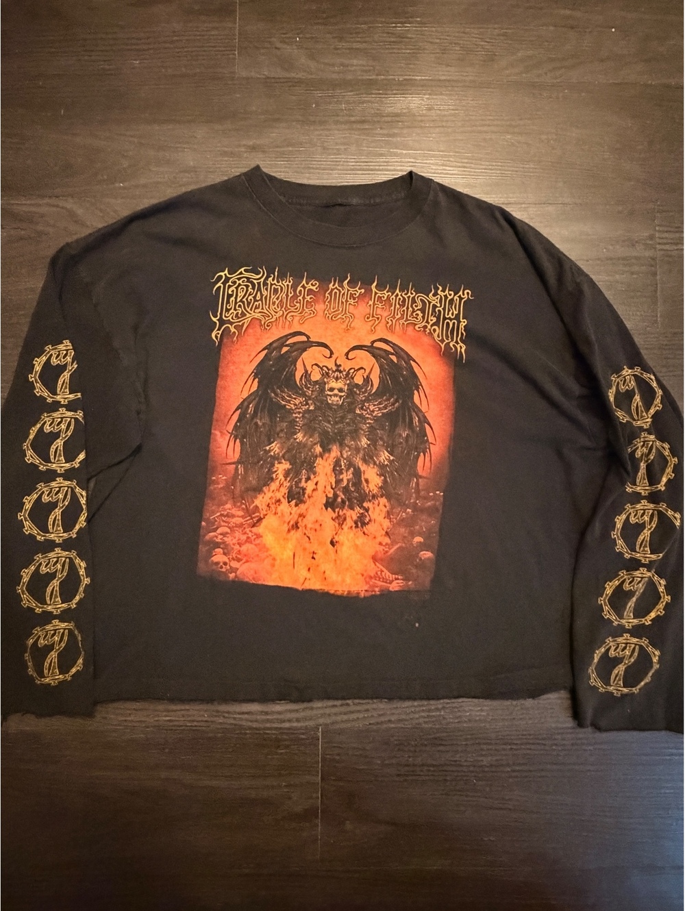 Vtg 2000 Cradle of Filth Cropped Long Sleeve Shirt